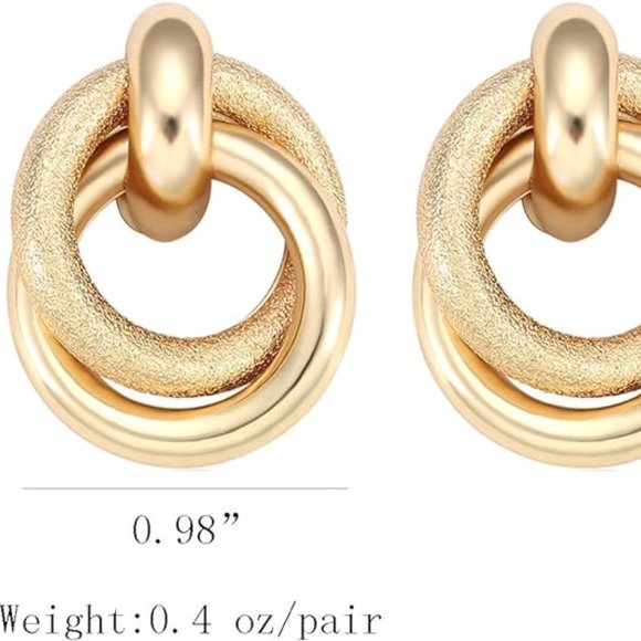 Twisted Earrings Round Double Circle Stud Earrings Statement - Picture 5 of 5